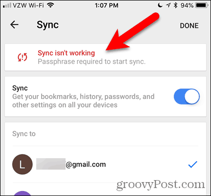 Tap Sync ne fonctionne pas