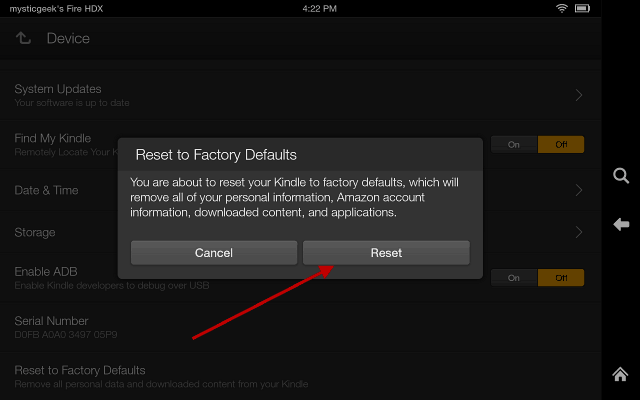 Comment réinitialiser le Kindle Fire HDX aux paramètres d'usine