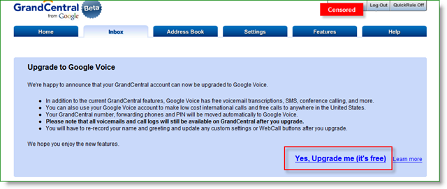 Mise à niveau de GrandCentral vers Google Voice ENFIN!