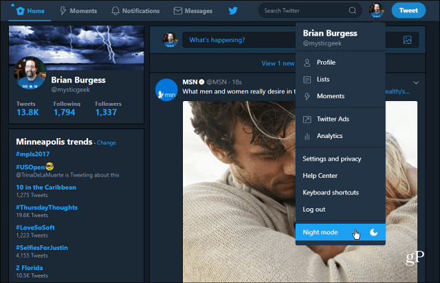 Comment activer le «mode nuit» sur l'application Web de bureau Twitter