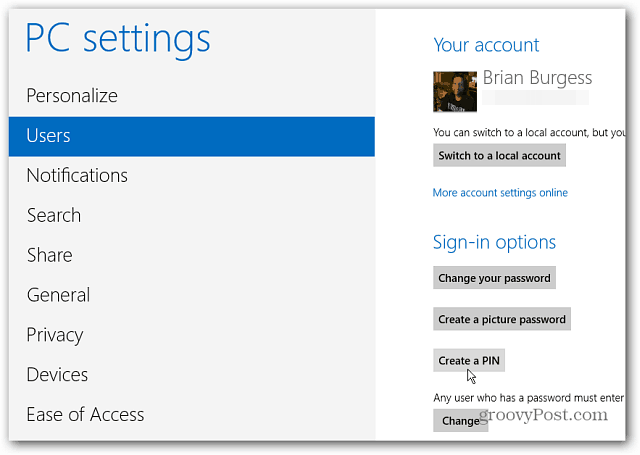 Windows 8: créer un code PIN pour se connecter