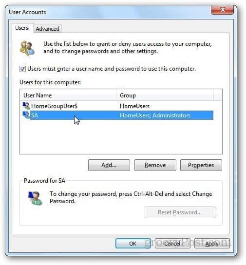 Comment se connecter automatiquement dans Windows 7