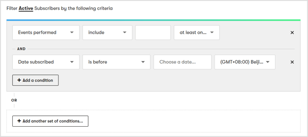 Triez automatiquement vos prospects en fonction d'activités telles que les visites de pages, les achats ou les inscriptions à partir de sources spécifiques.