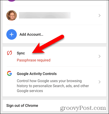 Appuyez sur Sync Passphrase requis dans Chrome sur iOS