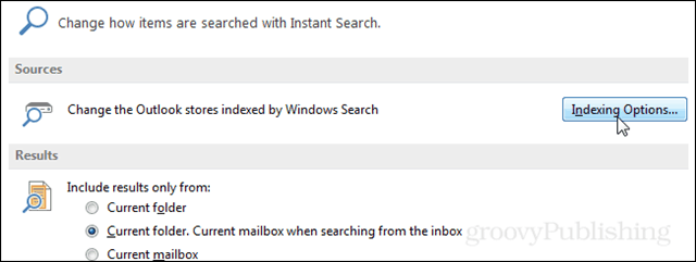 Comment reconstruire l'index de recherche Outlook 2013