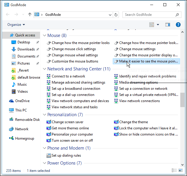 Comment activer le mode Dieu caché dans Windows 10