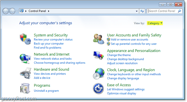 Comment forcer l'affichage de la liste dans le panneau de configuration de Windows 7